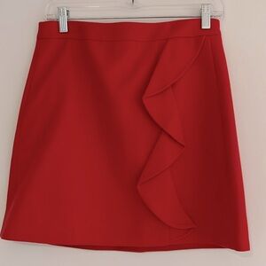 NEW ❤️J.Crew red wool skirt with ruffle detail.
